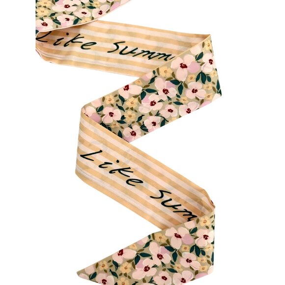 Slim Scarf Yellow Floral 34in Two Sided Cottagecore Quiet Luxury No65 - Picture 12 of 14